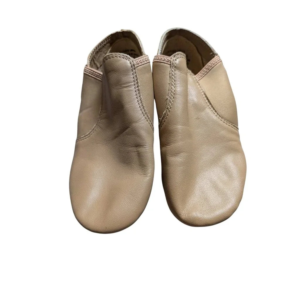 Kids Tan Leather Split Sole Jazz Shoes Slip On Dance Shoes Size 11.5
